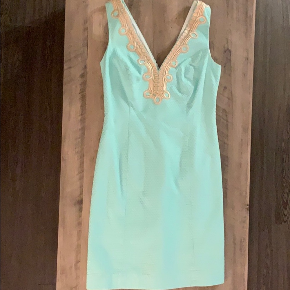 Lily Pulitzer Mint Green Dress with Gold Accents